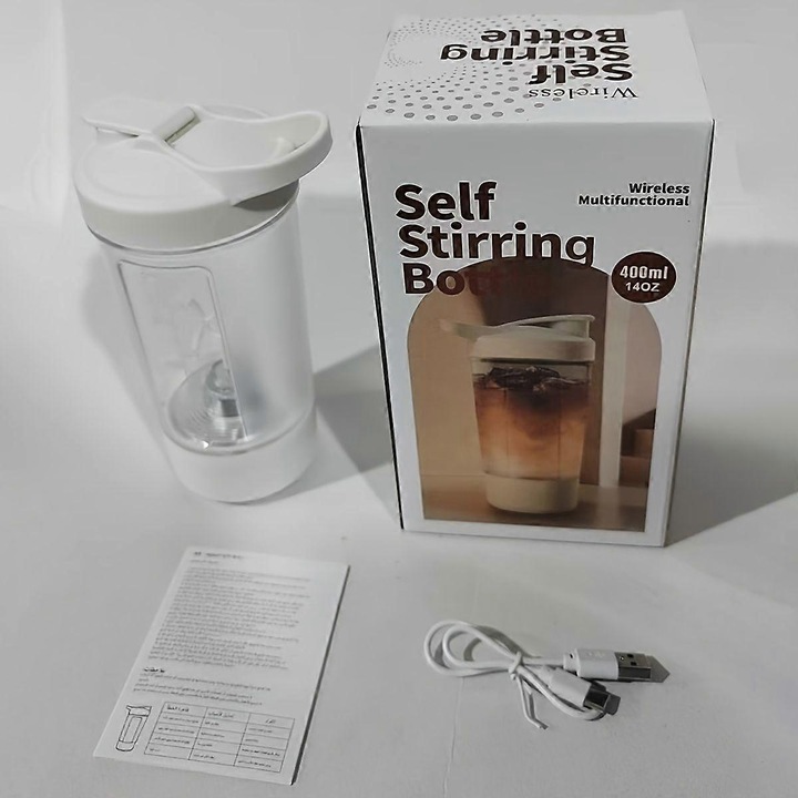 Hordozható USB turmixgép, 400ml, átlátszó, fehér, kompakt