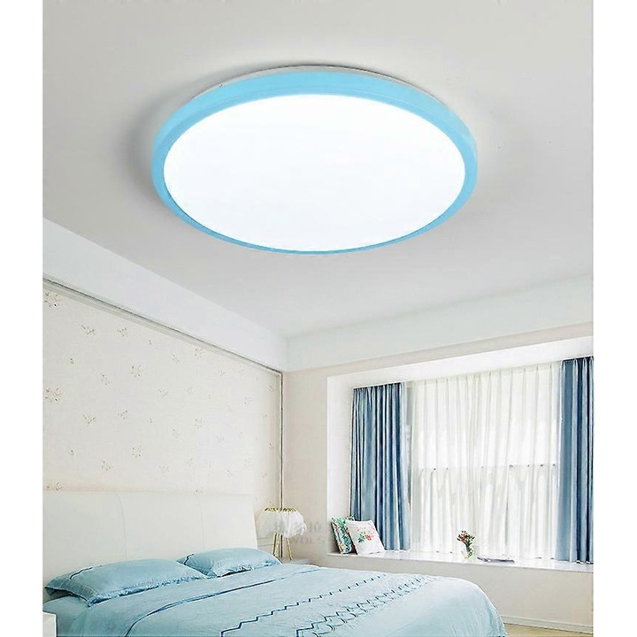 LED mennyezeti lámpa / mennyezeti világítás 24W 40 cm, távirányítóval szabályozható, 3 színhőmérséklet és háttérvilágítás effekt, kék, 1 db