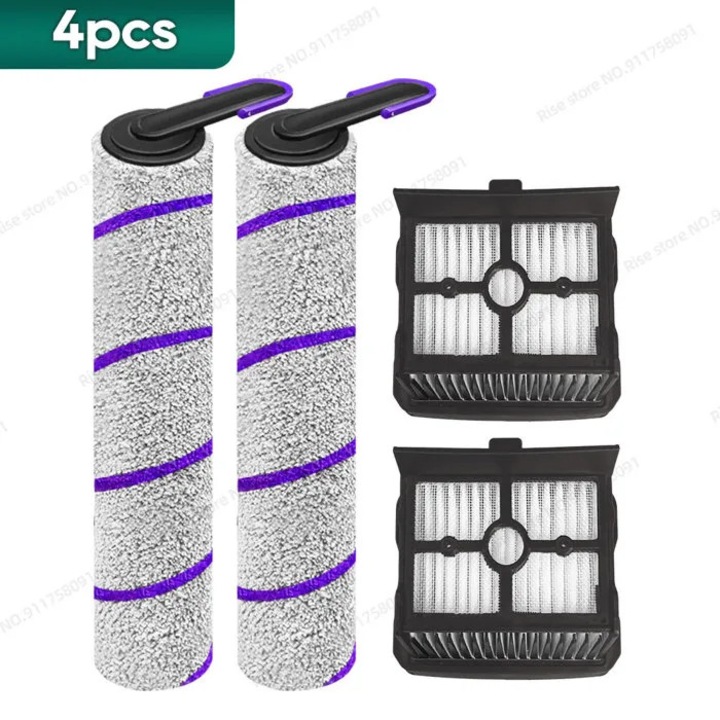 Kiegészítő készlet Rowenta X-clean 10/Tefal X-clean 10 kompatibilis porszívóhoz, mikroszálas hengerkefék, HEPA szűrők, Többszínű, 2 tekercs + 2 szűrő