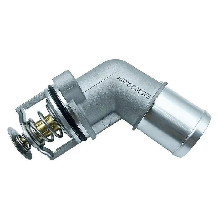 Termosztátház, termosztát egység 6712030175 Actyon, Rodius, Stavic, Korando C200 modellekhez, közvetlen beszerelés, tartós fém anyag, ezüst, 1 db
