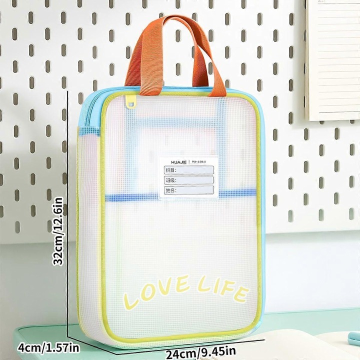 Penar organizator transparent, 3 straturi, portocaliu rosu, 30x20x10cm