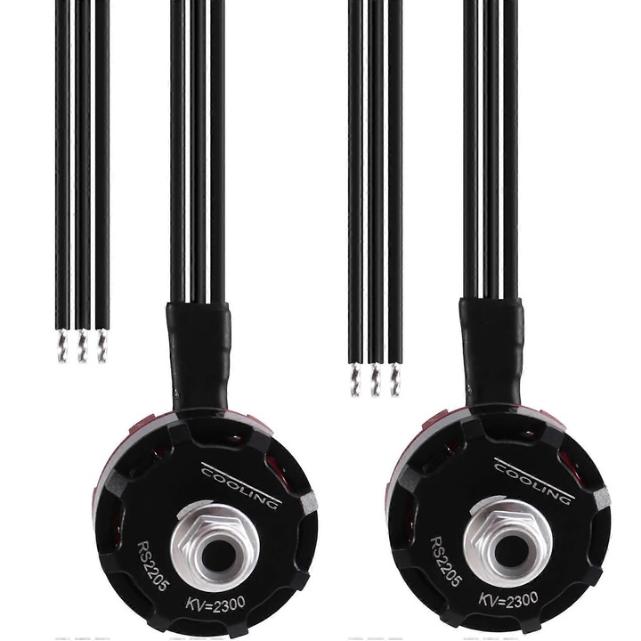 Motor brushless pentru aeromodele RS2205 KV2300, cu rotatie CW/CCW, performanta ridicata si montare usoara, Negru, 2 bucati