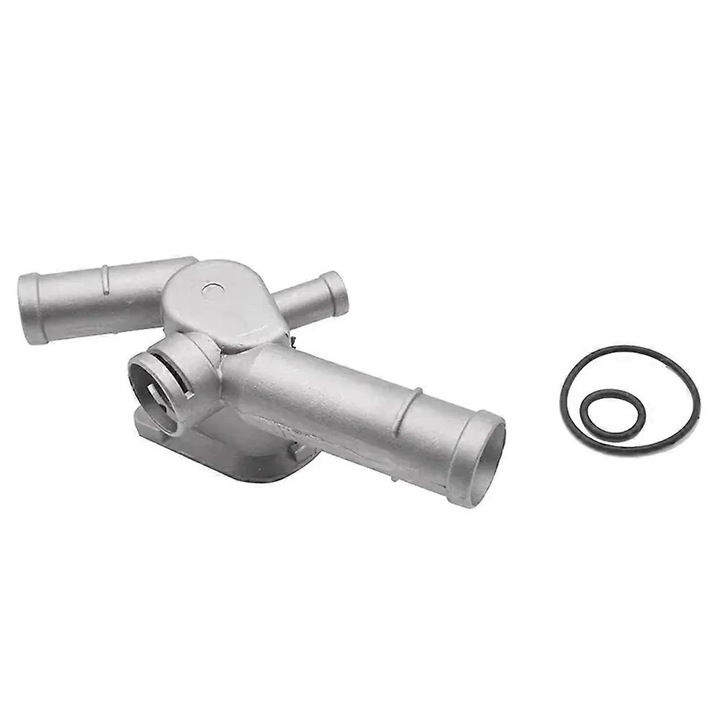 Conducta de racire termostat 06A12133D, compatibila cu VW Golf/Jetta 2.0 L4 1999-2006, Audi A4 2000-2005, din metal, montare directa, argintiu, 1 buc
