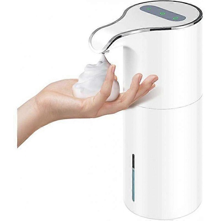 Dozator automat de sapun spumant, fara atingere, dozaj reglabil si spumare rapida 0,25s, IPX4 rezistent la apa, fereastra vizibila, roz, 450ml