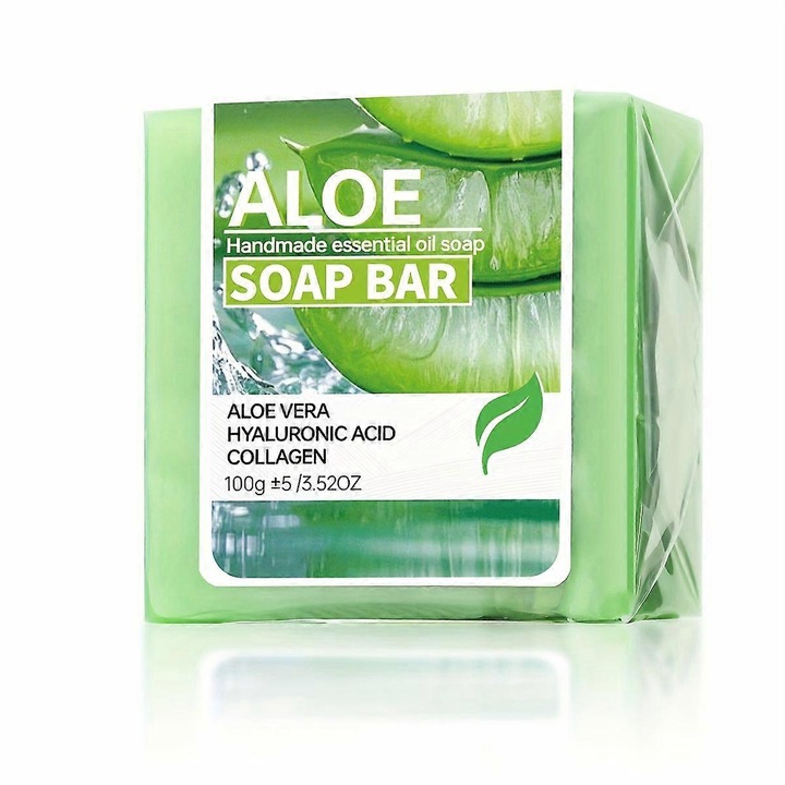 Sapun natural aloe vera cu acid hialuronic si colagen, hidratant, verde, 100g