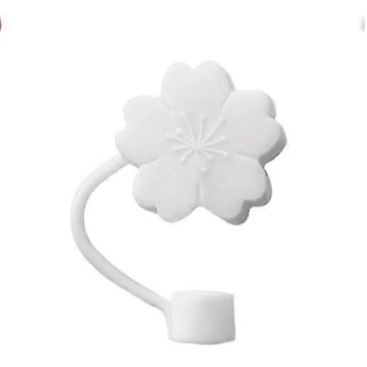 Капачка за сламка Sakura, от силикон и издръжлива пластмаса, съвместима със Stanley, против прах, за многократна употреба, бяла, 1 бр