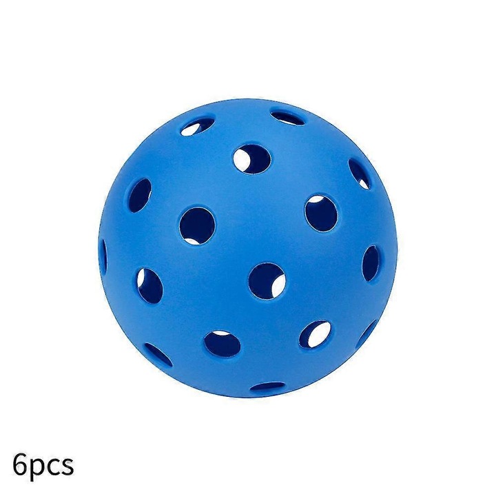Set 6 bucati, bile/mingi pickleball rotomoldate, 40 gauri, elasticitate ridicata si durabile, oficial 74 mm/26 g, albastru