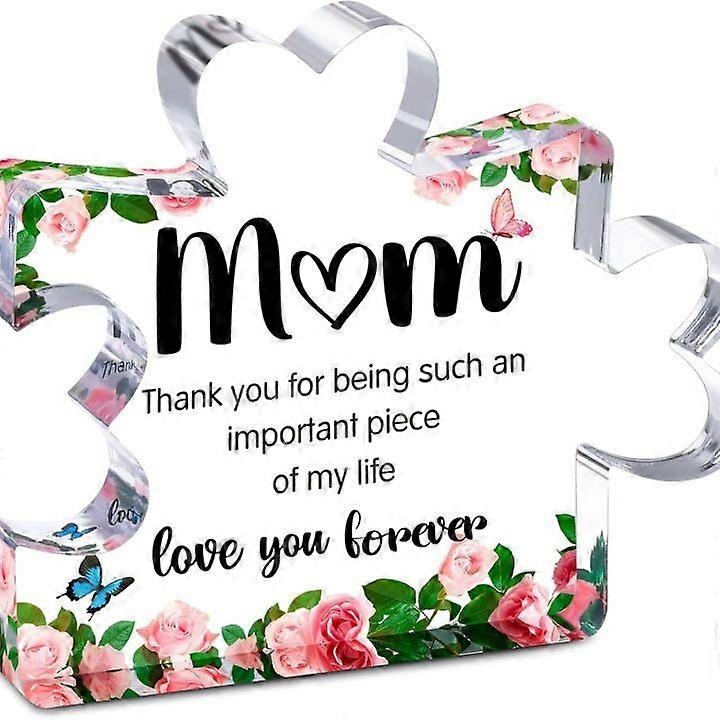 Placa acrilica puzzle cadou pentru mama, 10x8.2x1cm, gravata, decorativa
