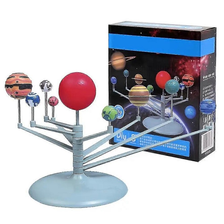 Set model sistem solar, 9 planete, rotativ, 21x18cm