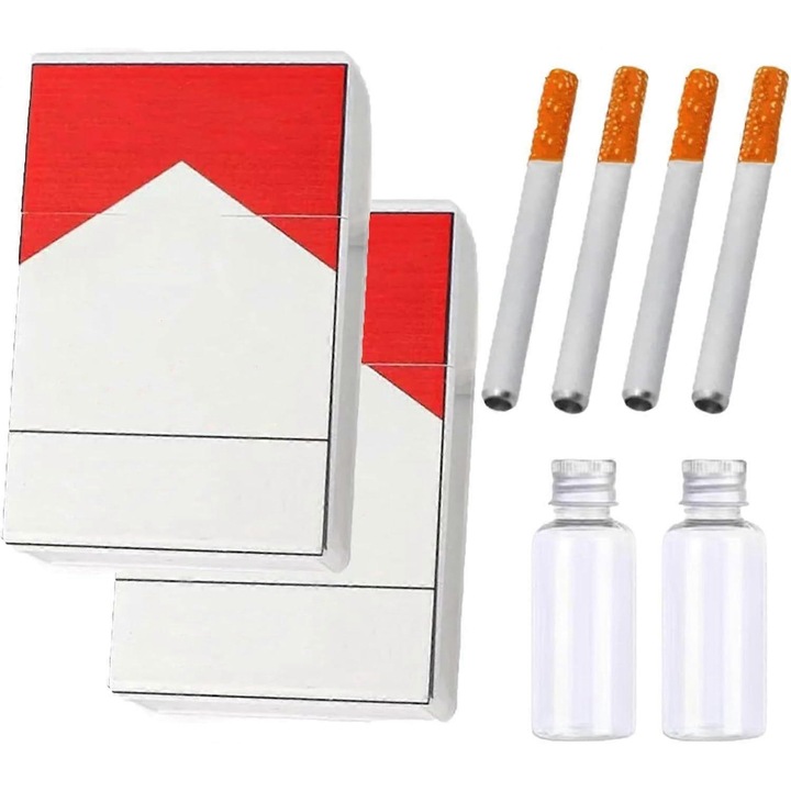 Kit 2 Suflatoare de Bule tip Tigara, jucarie suflat baloane pentru relaxare si anti-stres, betisoare mini cu solutie incluse, alb/portocaliu