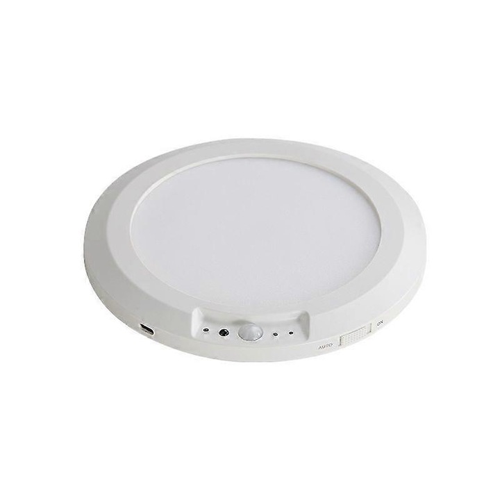 Set 2 corpuri de iluminat plafoniera LED, senzor miscare, telecomanda, reincarcabil, magnetic, alb multicolor, dimensiuni variabile