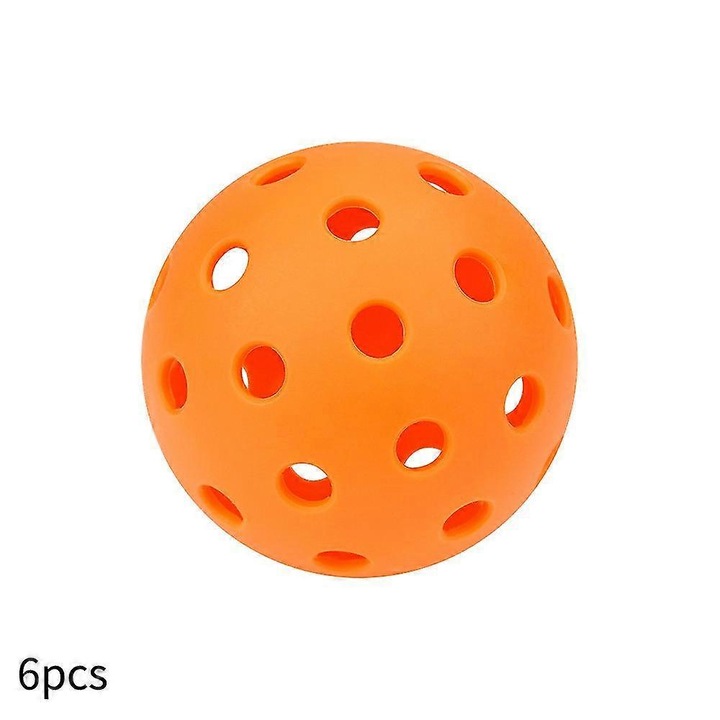Set 6 mingi pickleball, 40 gauri, portocaliu, 7.4cm diametru