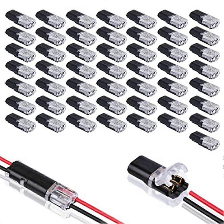 Set 50 conectori electrici 2 pini, universal, compact, ABS, multicolor