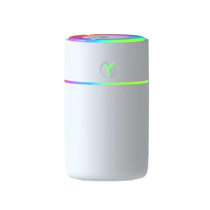 Hordozható 3 az 1-ben párásító, fehér, 230ml, RGB LED, USB