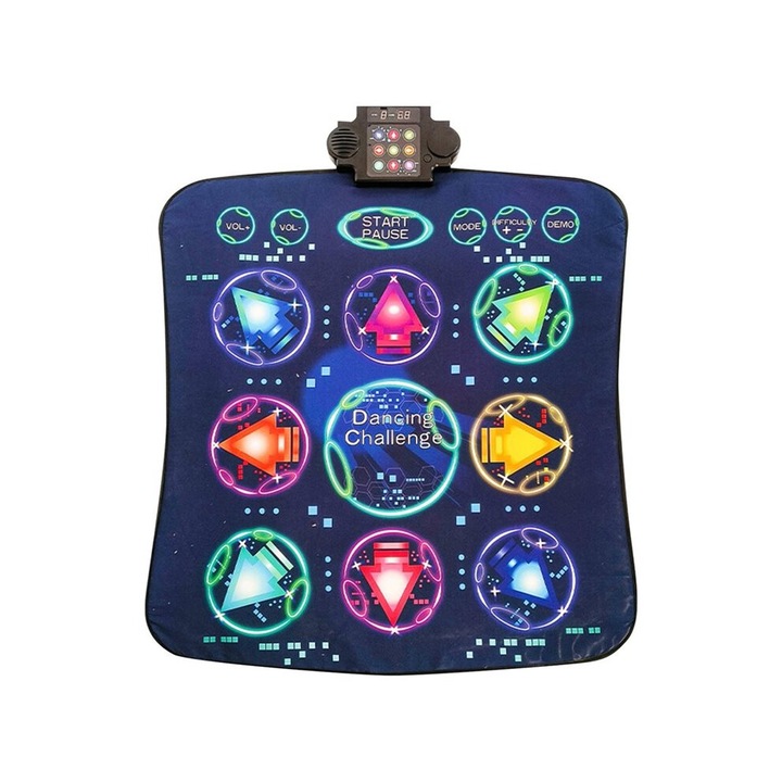 Танцов килим за деца, музикален, с LED, 63 игри, многоцветен, 90x60см
