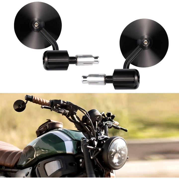 Set Oglinzi Ghidon Moto Universale 22mm 78 Inch, Carcasa ABS si Tija Otel, Oglinzi Retrovizoare cu Lentila Convexa Anti-Unghi Mort pentru Honda, Yamaha, Kawasaki, Suzuki, KTM Duke, Scuter, ATV