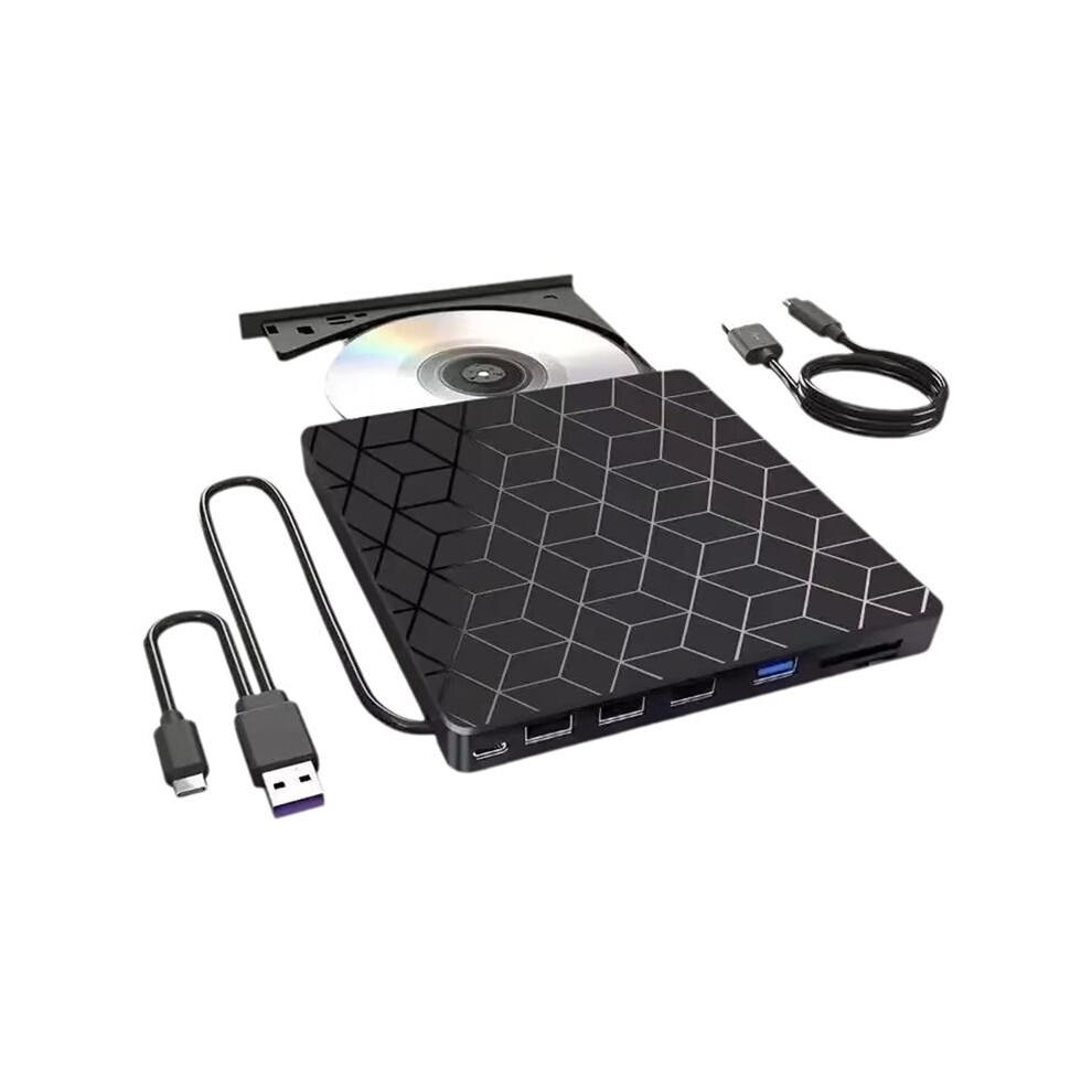 Cititor extern CD/DVD, BGHYHYHI, USB C 3.0, negru, 14x14x1.2cm