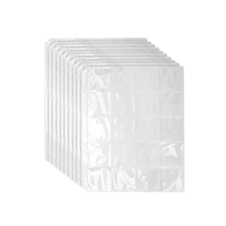 10 db érmetartó lap, 20 zseb, átlátszó, PVC, 23x18cm