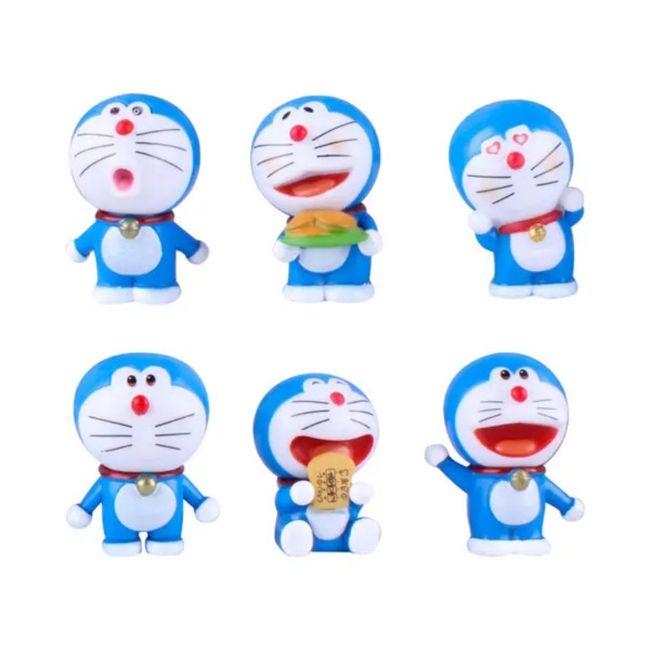 Doraemon figura készlet, 6 db, PVC, 5-6cm, többszínű