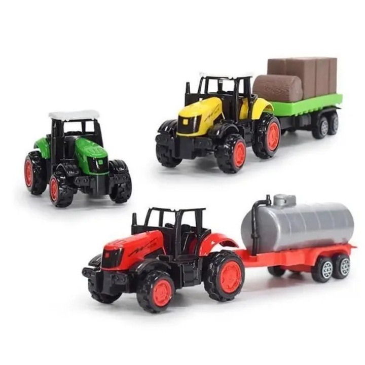 3 db játék traktor készlet, ABS, 1:64 méretarány, Többszínű