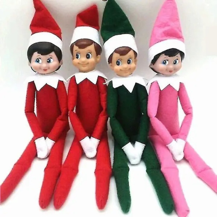 Papusa/decoratiune elf de Craciun, din plastic si fibre, plus, 37 cm, multicolor, 1 buc