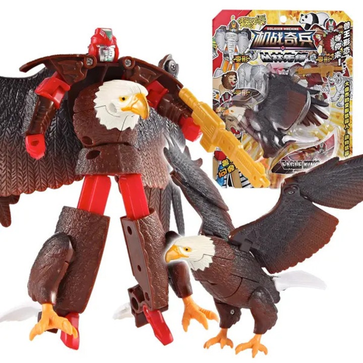 Átalakítható állatrobot, Pionír sorozat (Oroszlán, Elefánt, Fehér tigris, Sas, Panda), oktatójáték, csuklós, Többszínű, 1 db