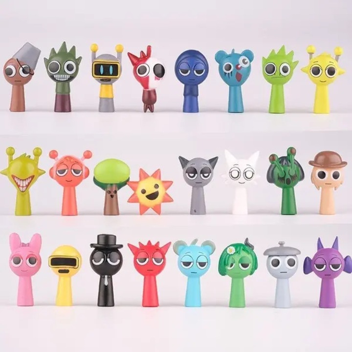 24 darabos készlet, Sprunki modell figurák PVC-ből, anime &amp; játék gyűjtemény, körülbelül 5 cm magas, gyűjtésre és ajándéknak, többszínű