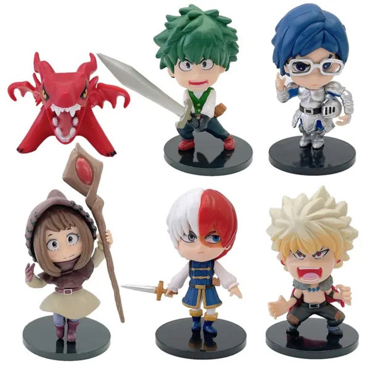 6 darabos készlet, My Hero Academia PVC figurák, 10 cm, mérgező anyagoktól mentes, gyűjtőknek, többszínű