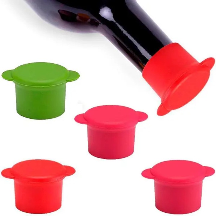 Dop/Capac sticla pentru vin din silicon, reutilizabil si indestructibil, sigilare vid, compatibil cu congelator si masina de spalat vase, Multicolor