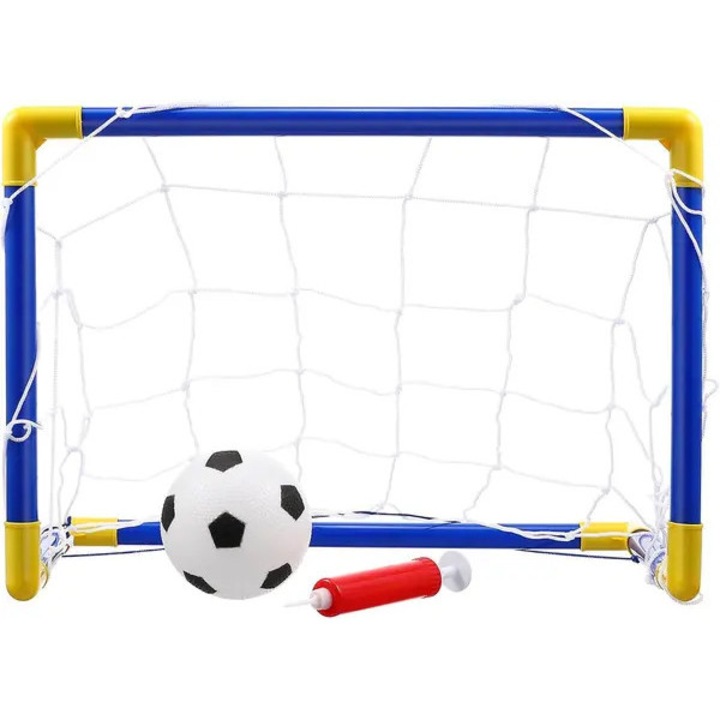 Poarta de fotbal pentru copii, pliabila si usoara, rezistenta la intemperii, include minge si pompa, Multicolor, 1 set