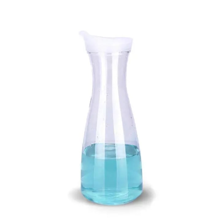 Carafa acrilica pentru bauturi, cana pentru suc, cu capac etans si design tip jug, rezistenta, transparent, 1000ml, 1 buc