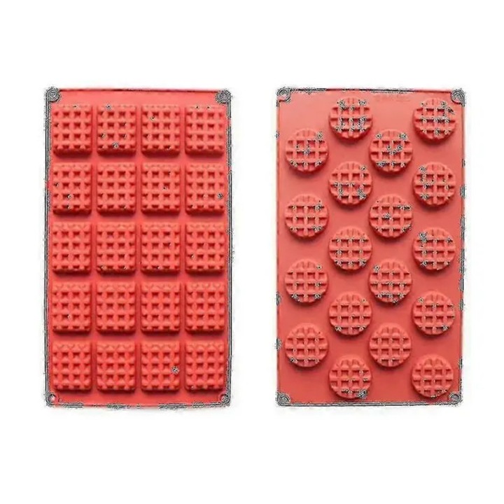 Forma/matrita din silicon pentru gofre si biscuiti, 18 cavitati patrate, flexibila si reutilizabila, rezistenta la temperaturi -40°C pana la 240°C, rosu, set 2 bucati, 29x17x1 cm
