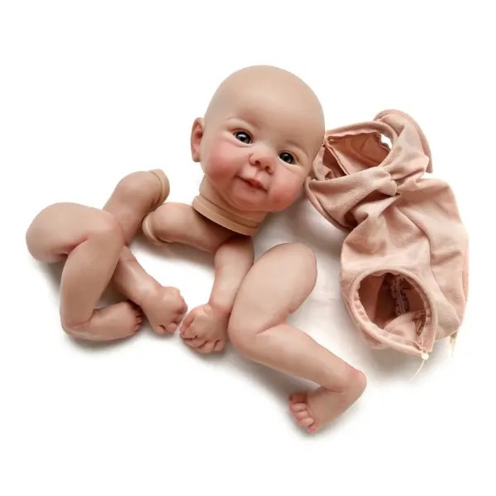 Кукла Reborn DIY, несглобена играчка, винилова глава, пълни крайници и платнено тяло, реалистична, бежова, 48 см, 1 бр.