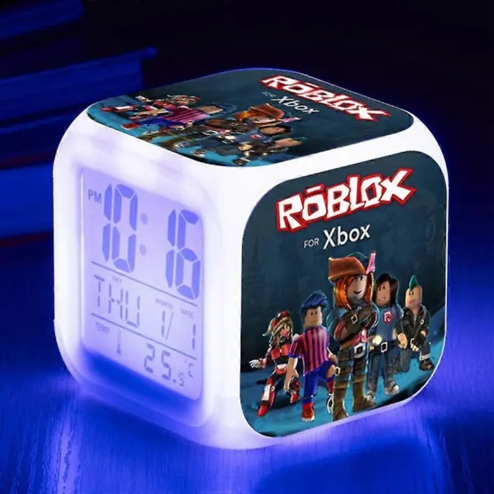 Детски дигитален будилник, нощна светлина 7 цвята, 7.9x7.9x7.9 см