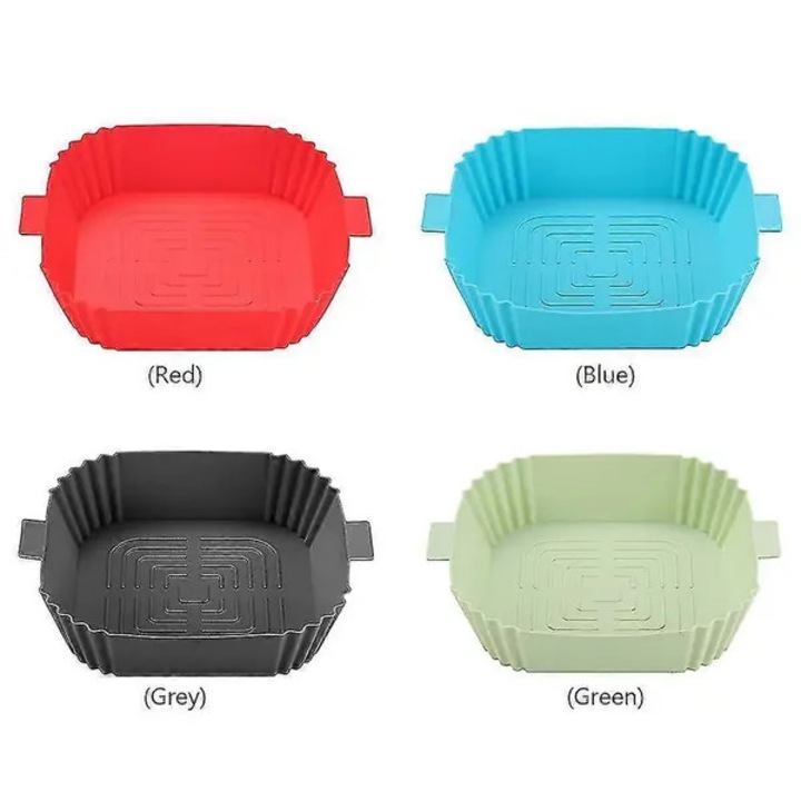Tava pentru air fryer / forma din silicon alimentar 20x20x4.5 cm, antiaderenta, rezistenta la temperaturi inalte, Multicolor, 1 buc