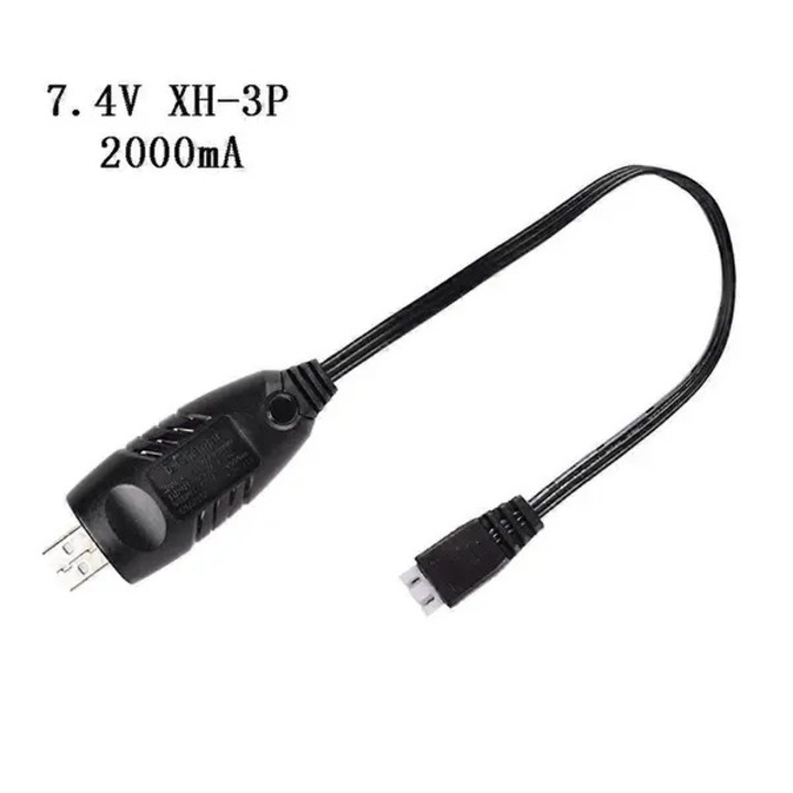 Incarcator baterie 7.4V XH-3P, curent reglabil 2000/1000/500mA, compatibil 2S Li-ion pentru drone si modele RC, negru, 1 bucata