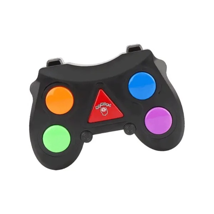 Joc de memorie electronic portabil, jucarie educativa cu lumini si sunet, 4 butoane colorate, negru, 1 buc