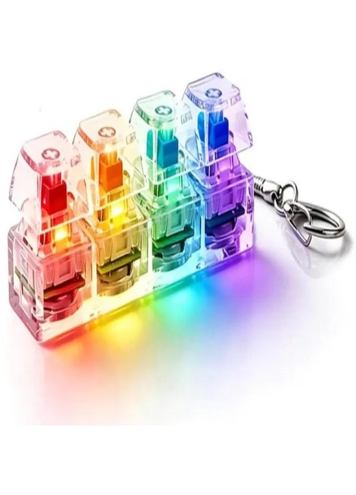 Антистрес играчка ключодържател мини 4 бутона LED бял