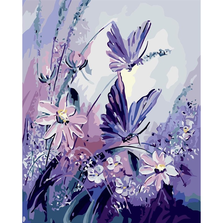Комплект картина HERUSI пеперуда с лилаво цвете 40x50cm без рамка