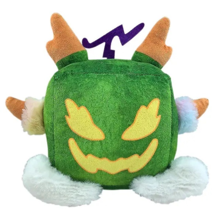 Плюшена играчка Blox Fruit Green Dragon Leopard Box, от изключително мек плюш, пълнеж от PP памук, квадратна форма (куб), зелена, 1 бр.