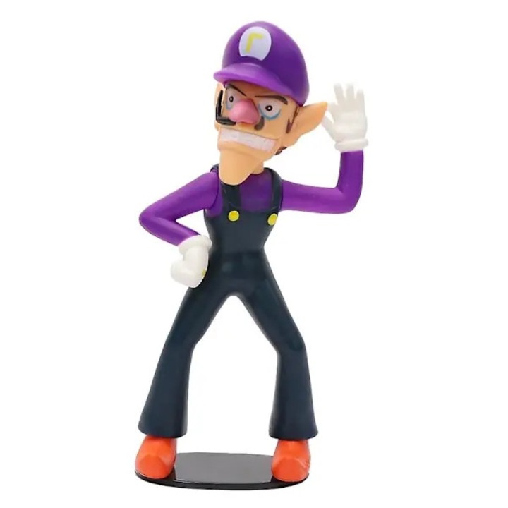 Waluigi Bros akciófigura, gyűjthető műanyag játék, mozgatható fejjel és kezekkel, többszínű, 15 cm, 1 db