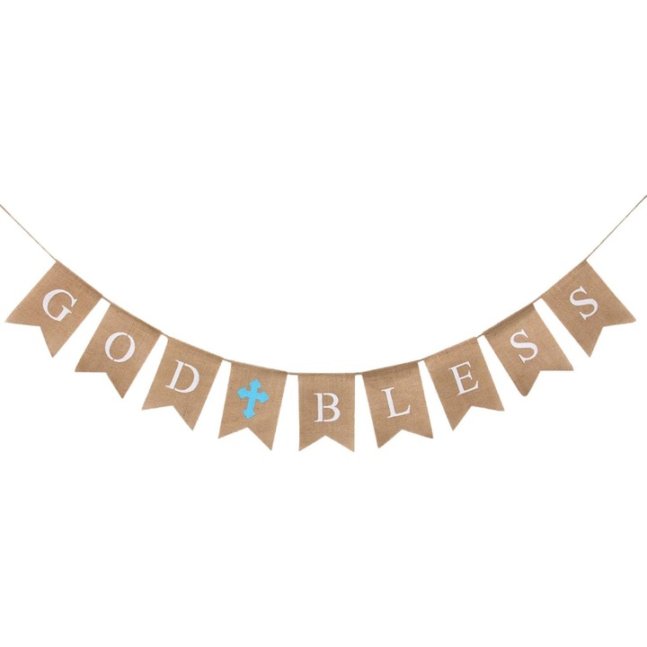 Banner botez, decor vintage, iuta, 91.5x18cm