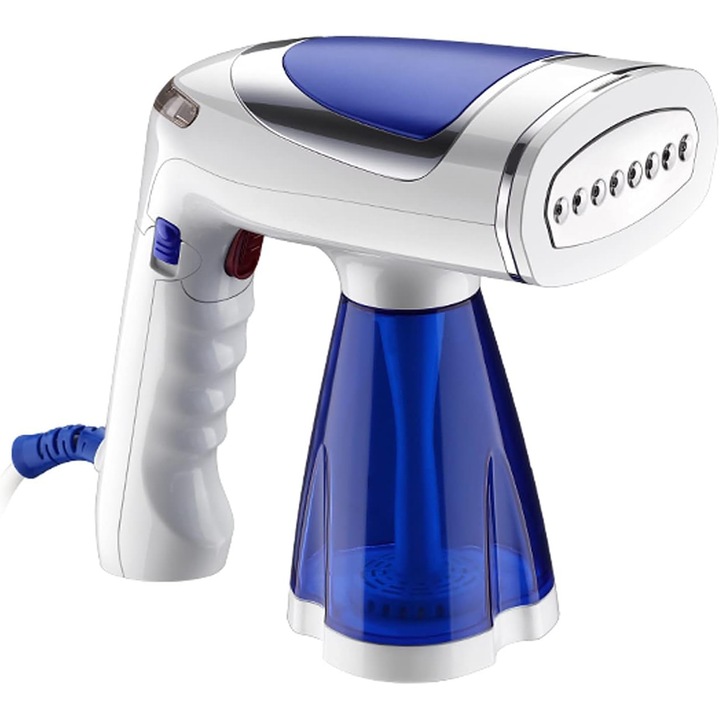 Steamer portabil 261001NOBM29438, 1600 W, rezervor 250 ml, 3 trepte vapori, incalzire 25 s, compact pliabil, alb/gri, 24 x 14 x 12 cm