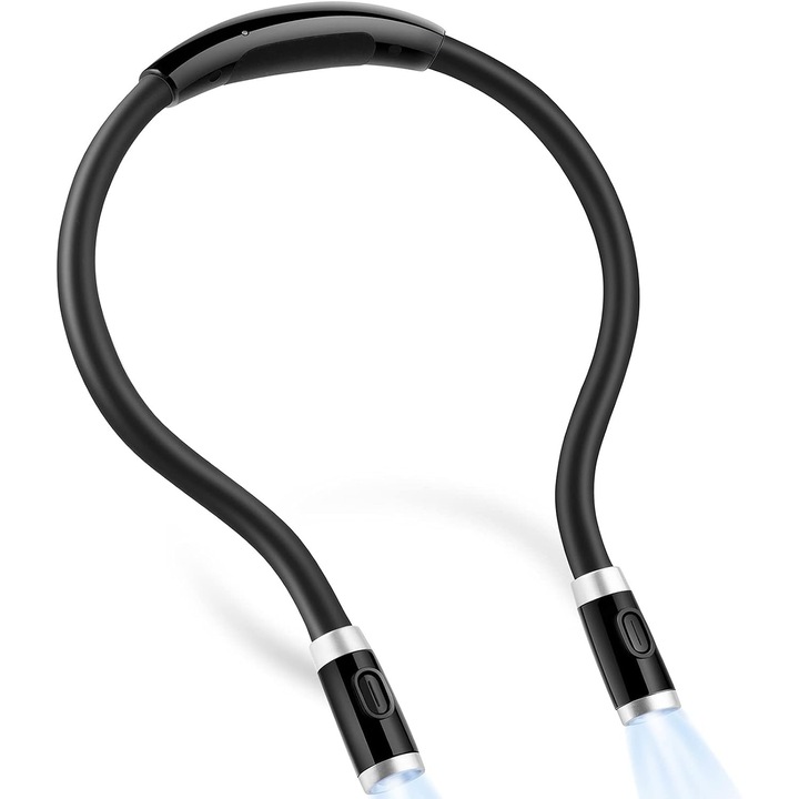 Lampa de citit cu LED, flexibila, negru, 3 niveluri luminozitate, 40h autonomie