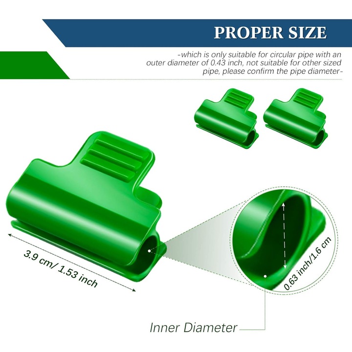Cleme pentru sere, plastic, set 30 buc, verde, 3.8x3 cm