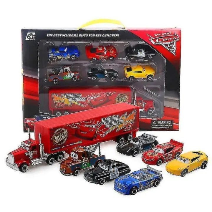 Set 7 piese masinute Disney Pixar Cars 3 metal si plastic multicolor 1:55