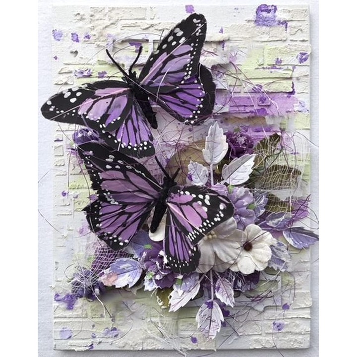 Set pictura diamant fluture, 12x16 inch, multicolor