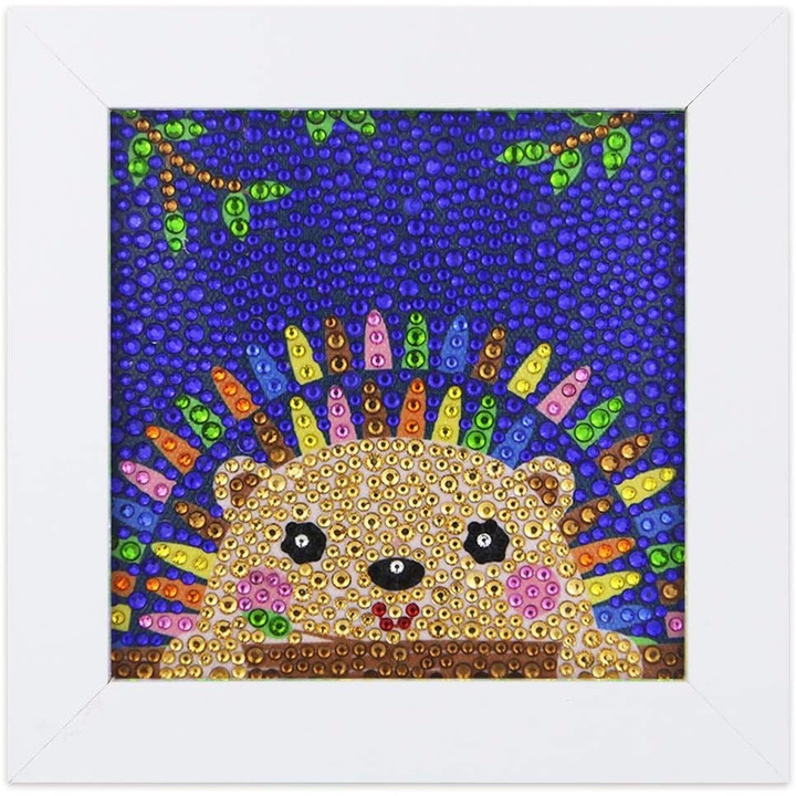 Set pictura cu diamante pentru copii, rame lemn, 15x15cm, multicolor