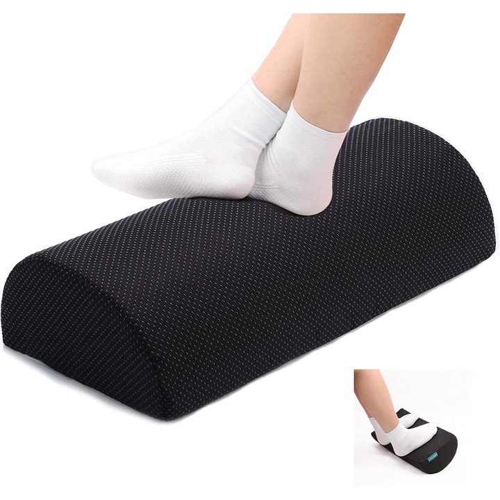 Ergonomikus lábtámasz, sűrű hab, 40x20x10cm, fekete