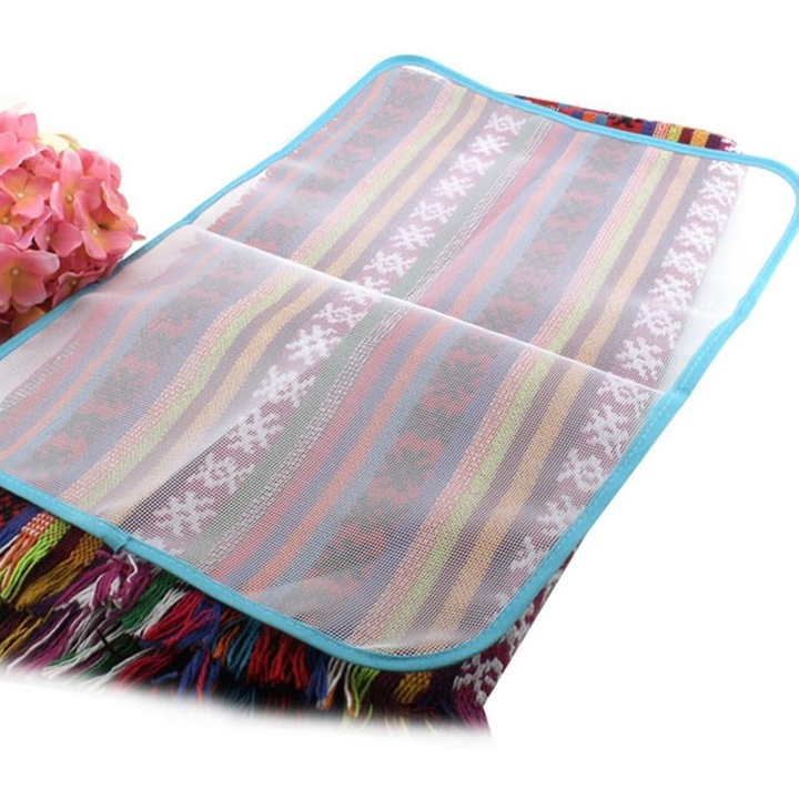 Set 2 bucati, plasa de protectie pentru calcat, pad de presare model 128-2, compatibil cu fier cu abur, lavabil din poliester, protejeaza hainele de arsuri si de luciu, alb/multicolor, 2 x 23x15 cm